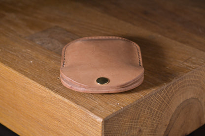 Minimal single pocket cash wallet with brass snap closure and pop open mechanism, natural veg tan leather, hand made (45 full)