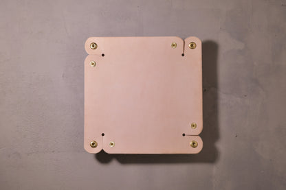 Folding Catchall with brass snaps, natural veg tan leather, hand made (unfolded/flat)
